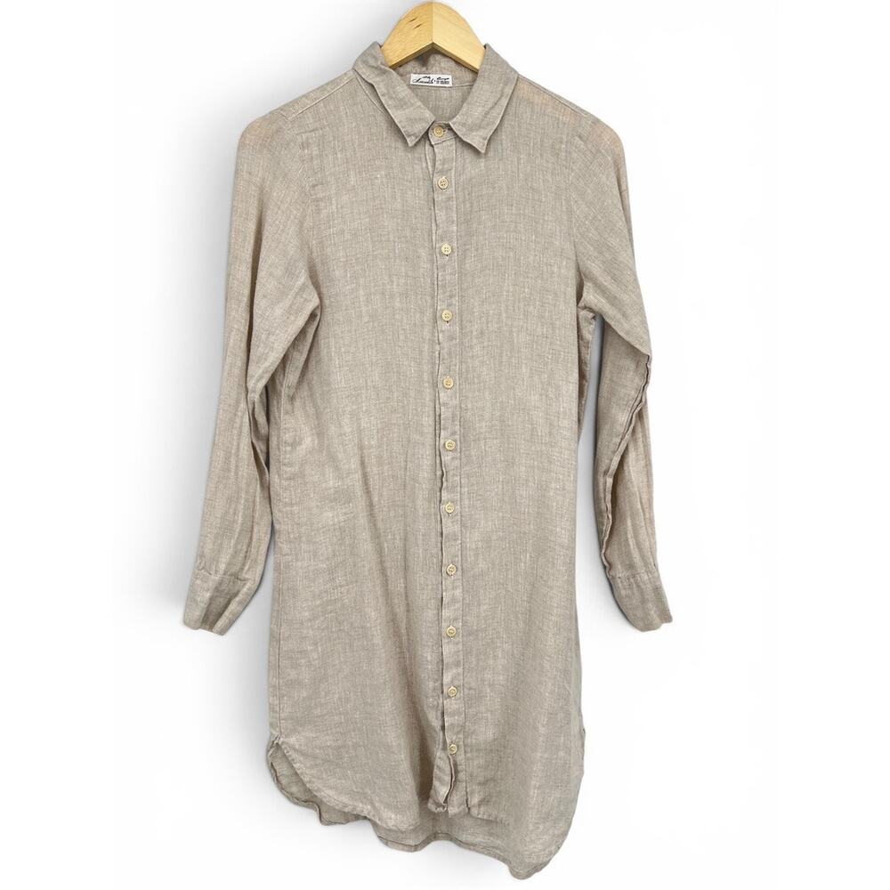 Mill Valley‎ Mercantile x CP Shades 100% Linen Tan Button Down Shirt Dress XS